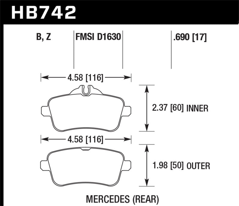 Hawk 14-15 Mercedes M Class / 12-13 Mercedes ML350 Performance Ceramic Rear Brake Pads - Black Ops Auto Works