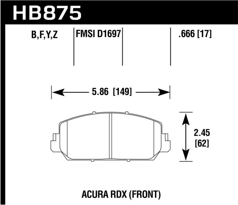 Hawk 14-17 Acura RDX/RLX HPS Street Front Brake Pads - Black Ops Auto Works
