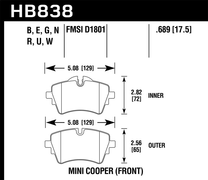 Hawk 14-17 Mini Cooper S HPS 5.0 Front Brake Pads - Black Ops Auto Works