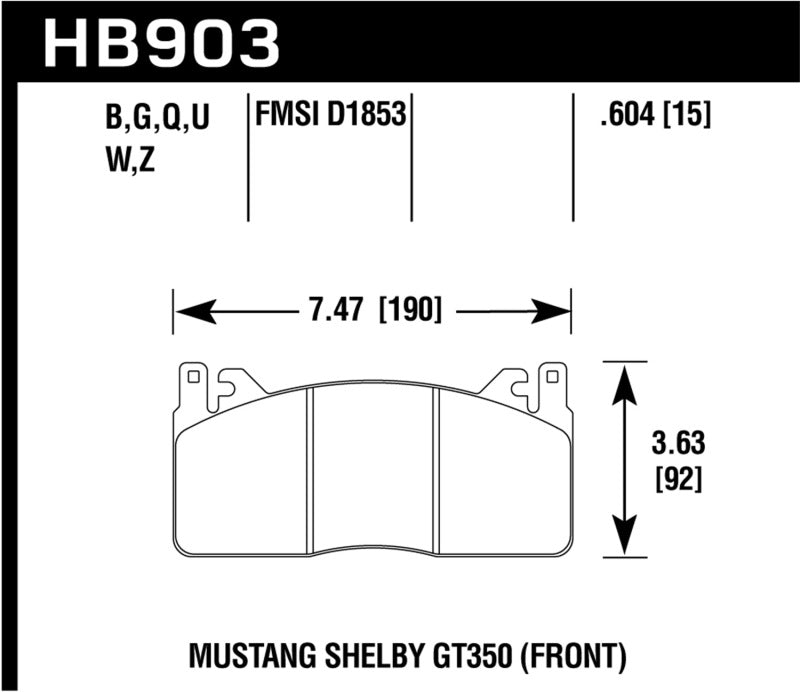 Hawk 15-017 Ford Mustang Shelby GT350/GT350R HP+ Front Brake Pads - Black Ops Auto Works