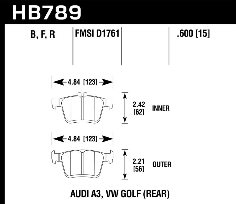 Hawk 15-20 Audi A3/S3 Performance Ceramic Street Rear Brake Pads - Black Ops Auto Works