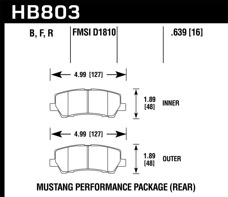 Hawk 16-17 Ford Mustang Brembo Package HPS Rear Brake Pads - Black Ops Auto Works