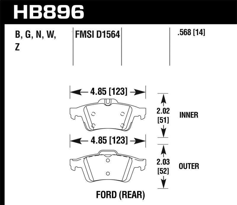 Hawk 16-18 Ford Focus RS PC Rear Brake Pads - Black Ops Auto Works