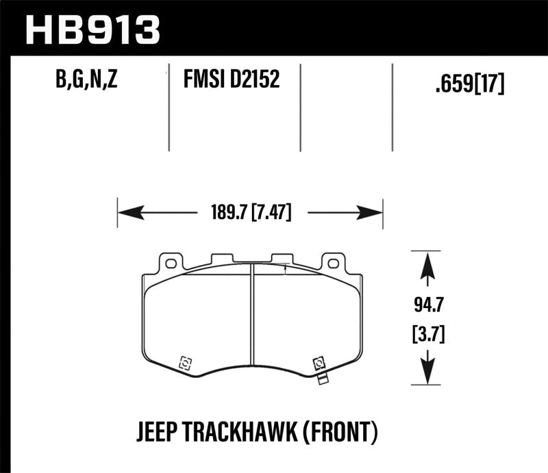 Hawk 18-19 Jeep Grand Cherokee Trackhawk HPS 5.0 Front Brake Pads - Black Ops Auto Works