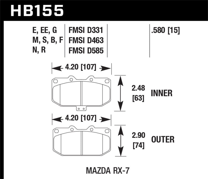 Hawk 1990-1990 Mazda RX-7 GXL (w/Elec Adjust Susp) HPS 5.0 Front Brake Pads - Black Ops Auto Works