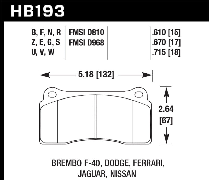 Hawk 2003-2006 Dodge Viper SRT-10 HPS 5.0 Front Brake Pads - Black Ops Auto Works