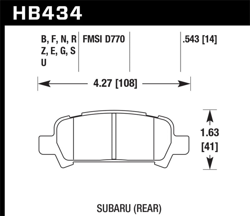 Hawk 2004-2006 Subaru Baja Sport HPS 5.0 Rear Brake Pads - Black Ops Auto Works