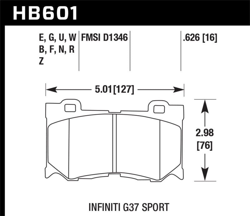 Hawk 2009-2013 Infiniti FB50 Sport HPS 5.0 Front Brake Pads - Black Ops Auto Works