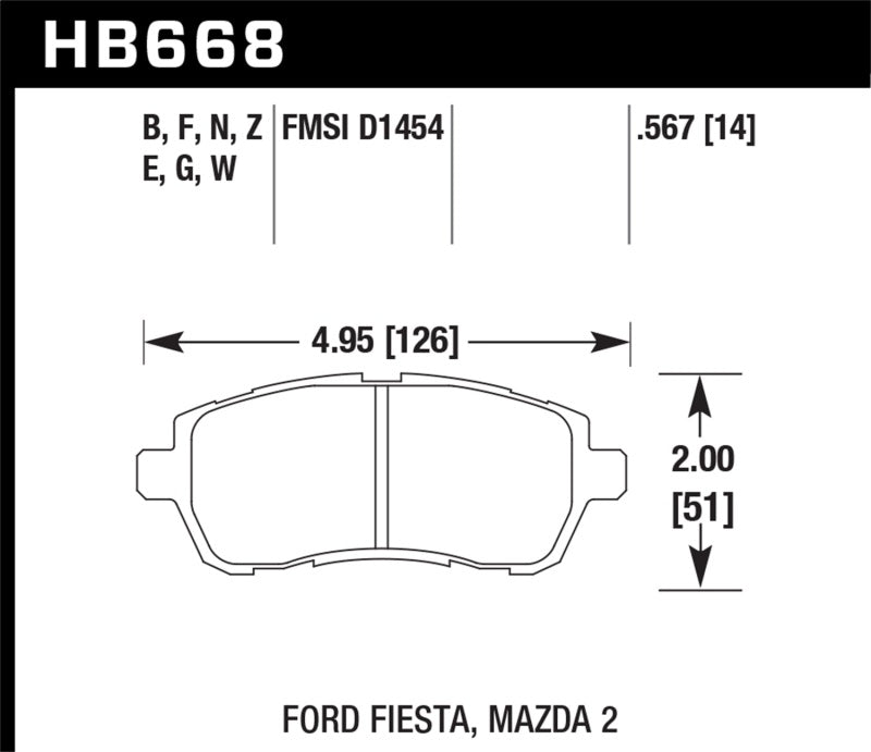Hawk 2011-2014 Ford Fiesta S Sedan HPS 5.0 Front Brake Pads - Black Ops Auto Works