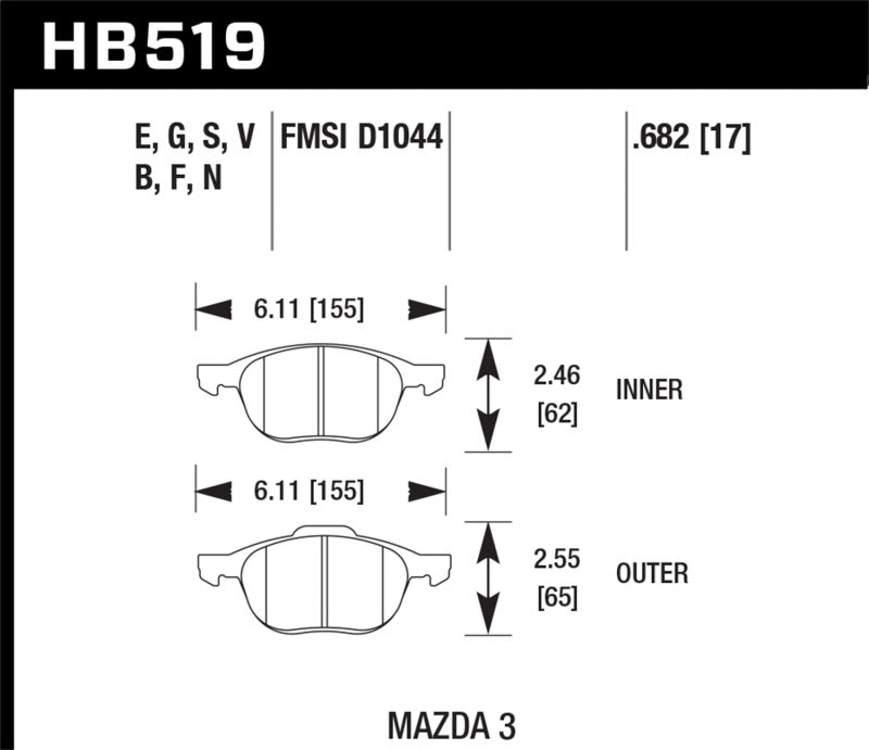 Hawk 2013-2014 Ford Escape (FWD Only) HPS 5.0 Front Brake Pads - Black Ops Auto Works