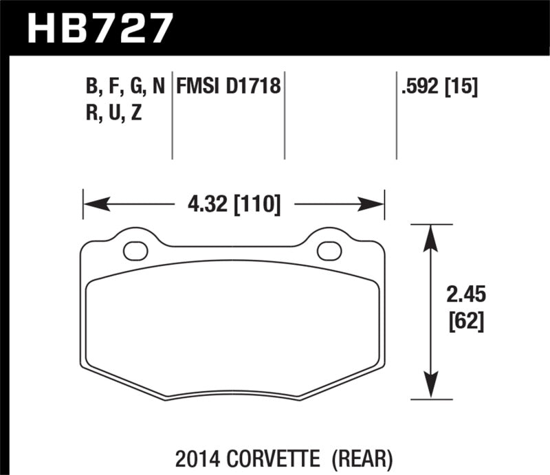 Hawk 2014 Chevrolet Corvette HPS 5.0 Rear Brake Pads - Black Ops Auto Works