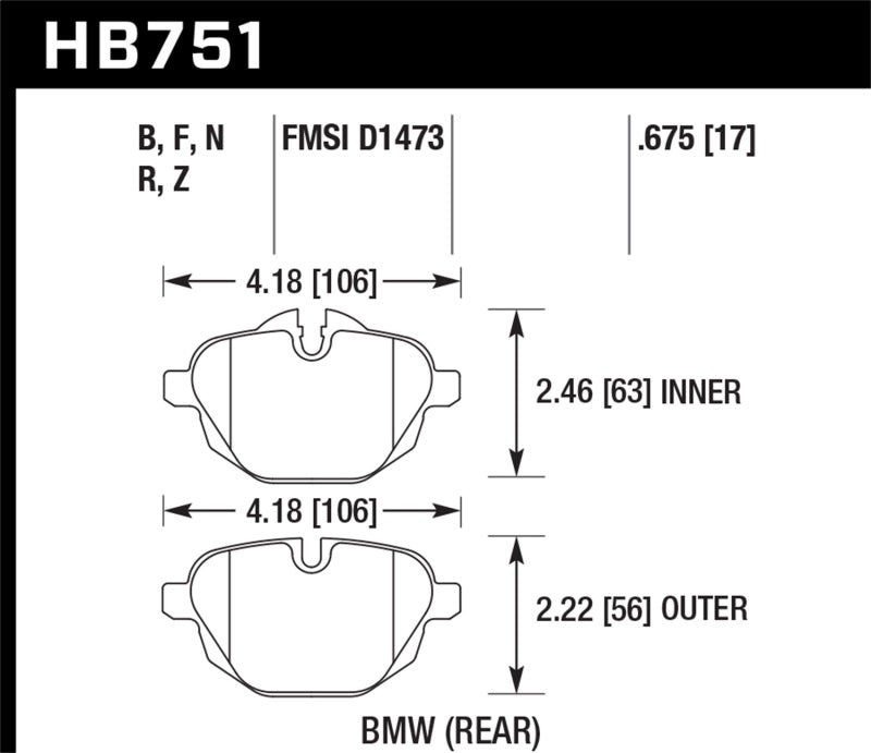 Hawk 2015 BMW 428i Gran Coupe / 11-16 535i / 11-16 X3/X4 HPS 5.0 Rear Brake Pads - Black Ops Auto Works