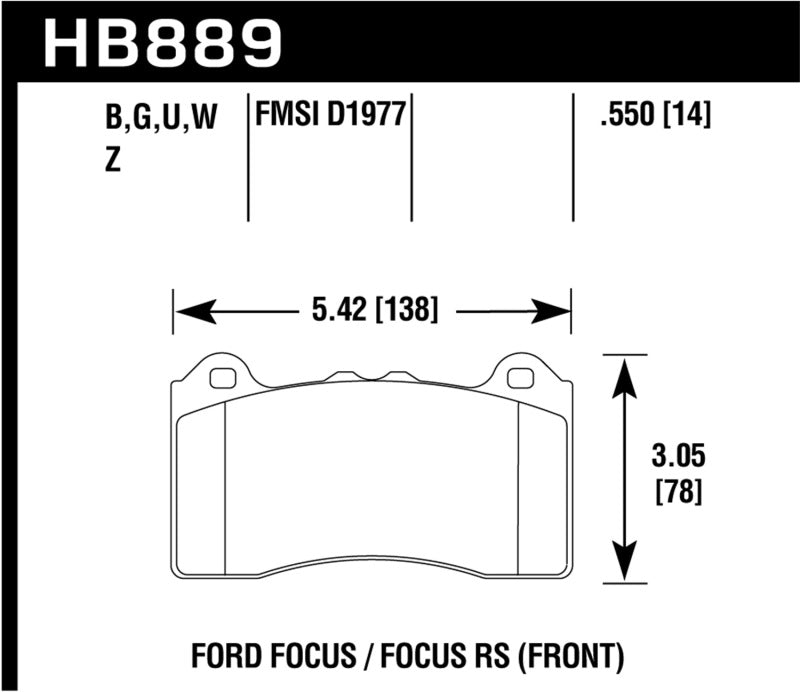 Hawk 2017 Ford Focus PC Front Brake Pads - Black Ops Auto Works