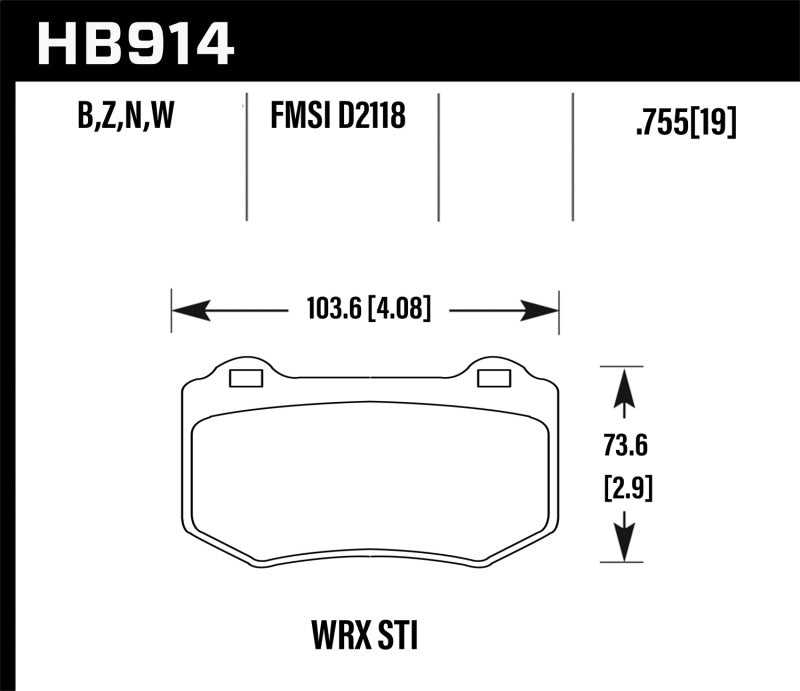 Hawk 2018 Subaru WRX STI Performance Ceramic Street Brake Pads - Black Ops Auto Works