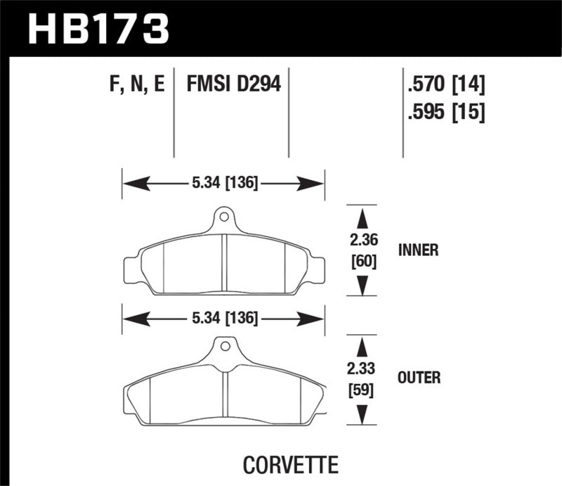 Hawk 84-87 Chevy Corvette 5.7 HPS Street Front Brake Pads - Black Ops Auto Works