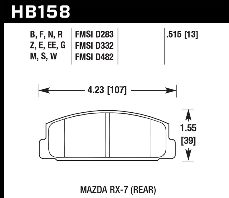 Hawk 86-95 Mazda RX-7 HPS Street Rear Brake Pads - Black Ops Auto Works