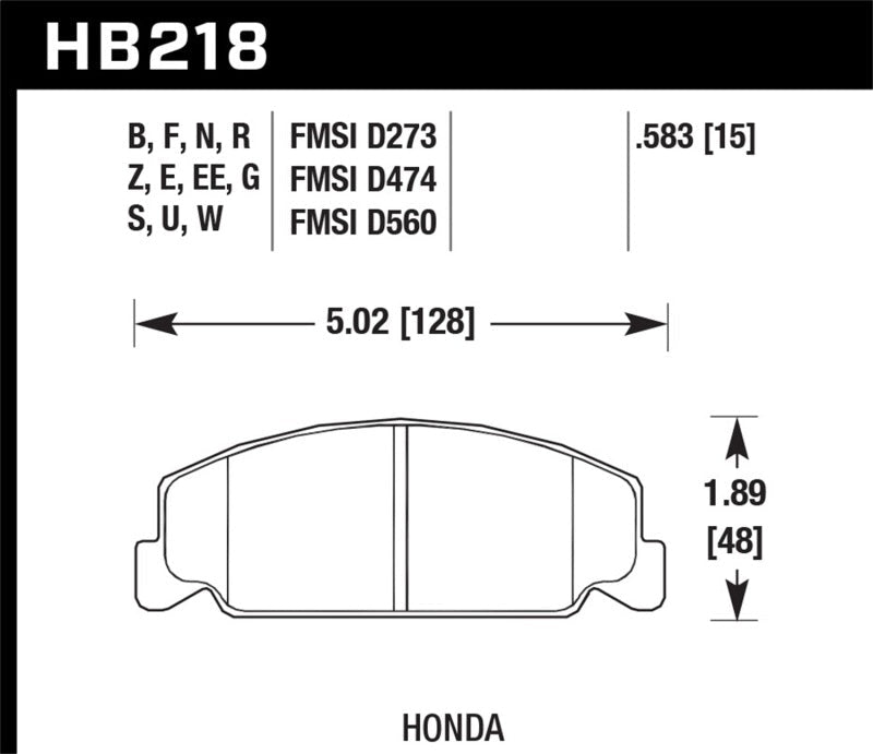 Hawk 88-89 Civic Si / 92-00 Civic CX / 88-00 DX / 98-00 GX HP Plus Street  Front Brake Pads - Black Ops Auto Works