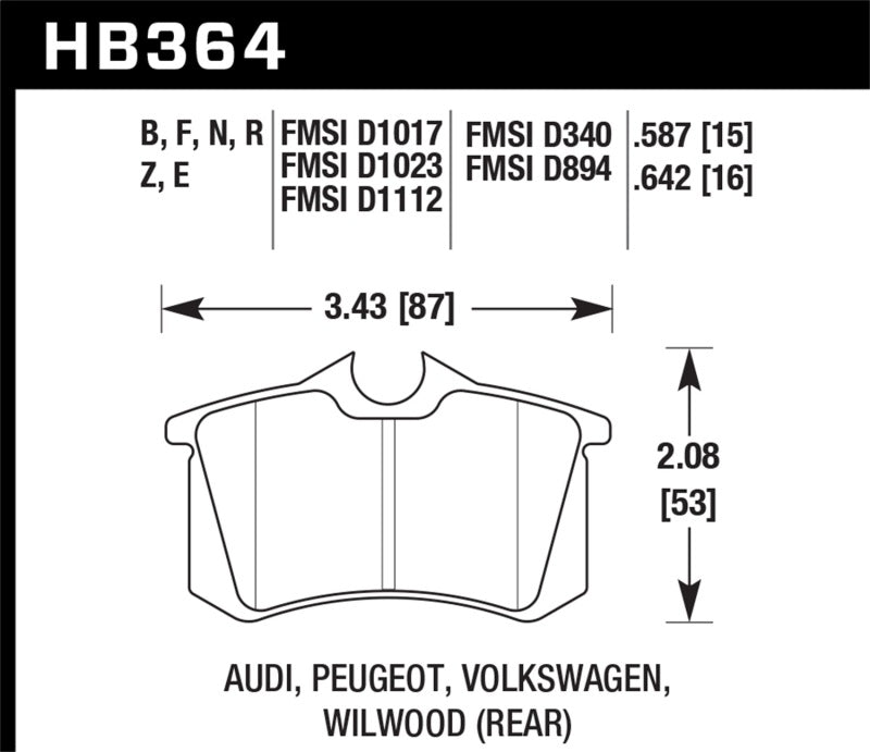 Hawk 89-92 VW Golf GTi / GLS Turbo/ GLX ( VR6) / 1.8 Turbo / VR6 / 00-06 Audi TT HPS Street Rear Bra - Black Ops Auto Works