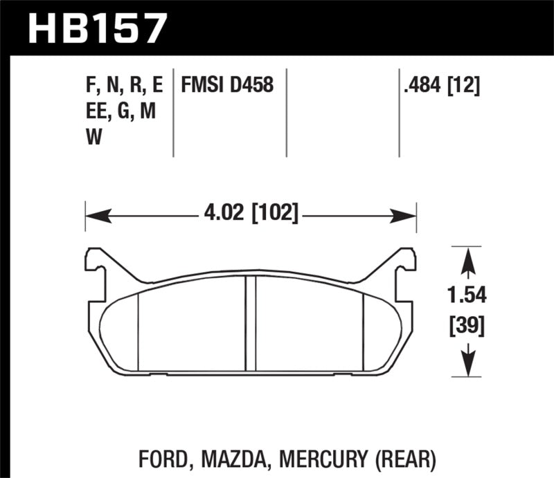 Hawk 91-96 Ford Escort / 90-93 Mazda Miata / 90-94 Protege / 91-96 Mer Tr DTC-30 Race Rear Brake Pad - Black Ops Auto Works
