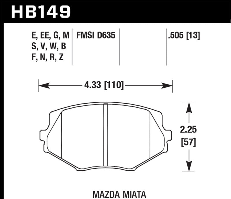 Hawk 94-05 Miata (01-05 Normal Suspension) Blue 9012  Race Front Brake Pads D635 - Black Ops Auto Works