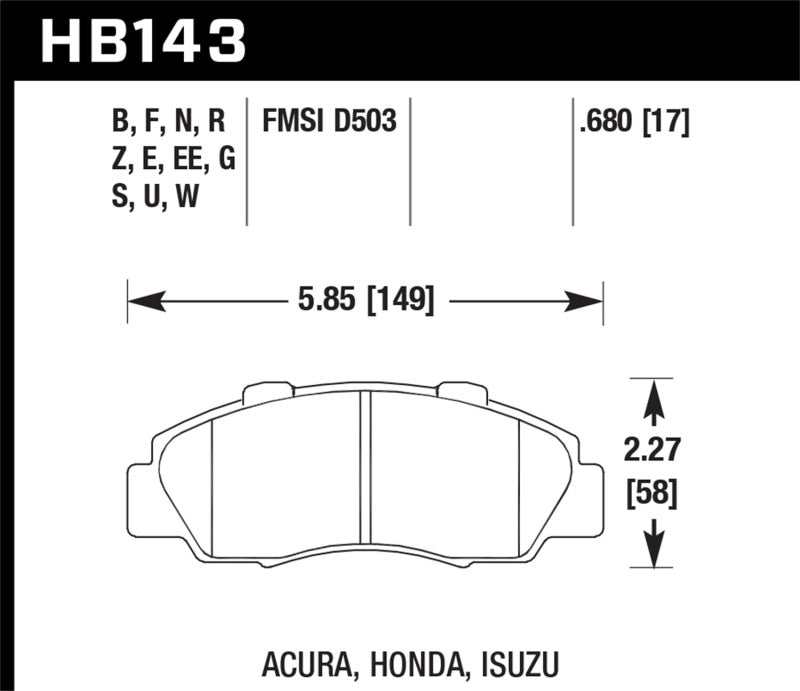 Hawk 97-99 Acura CL/97-01 Integra Type-R /  97-01 Honda CRV/Prelude DTC-60 Race Front Brake Pads - Black Ops Auto Works