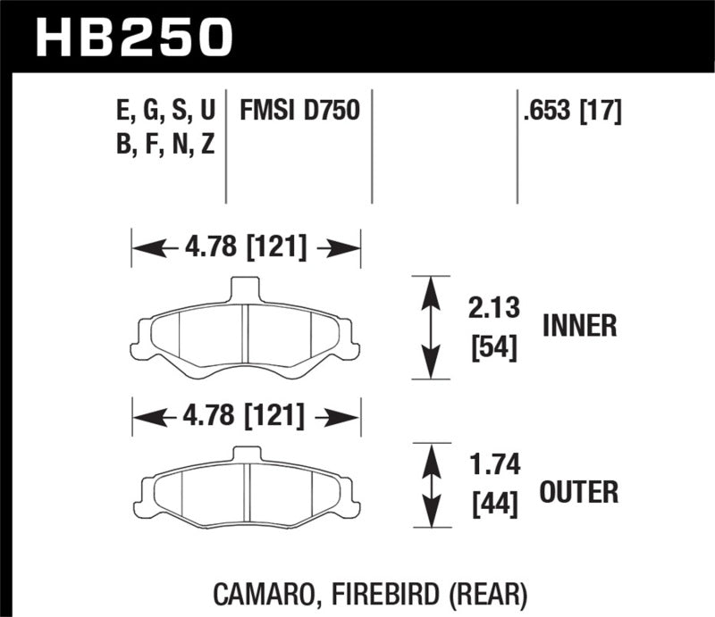 Hawk 98-02 Chevrolet Camaro 5.7L/3.8L / 98-02 Pontiac Firebird 5.7L/3.8L  HPS Street Rear Brake Pads - Black Ops Auto Works