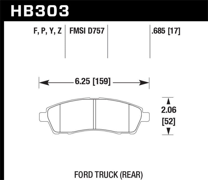 Hawk 99-05 Cadillac Excursion / 99-04 Ford F-250/F-350 Super Duty Pickup Rear LTS Street Brake Pads - Black Ops Auto Works