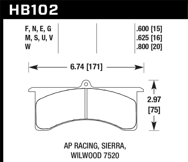 Hawk Performance Hawk AP Racing 6/Wilwood DTC-50 Race Brake Pads