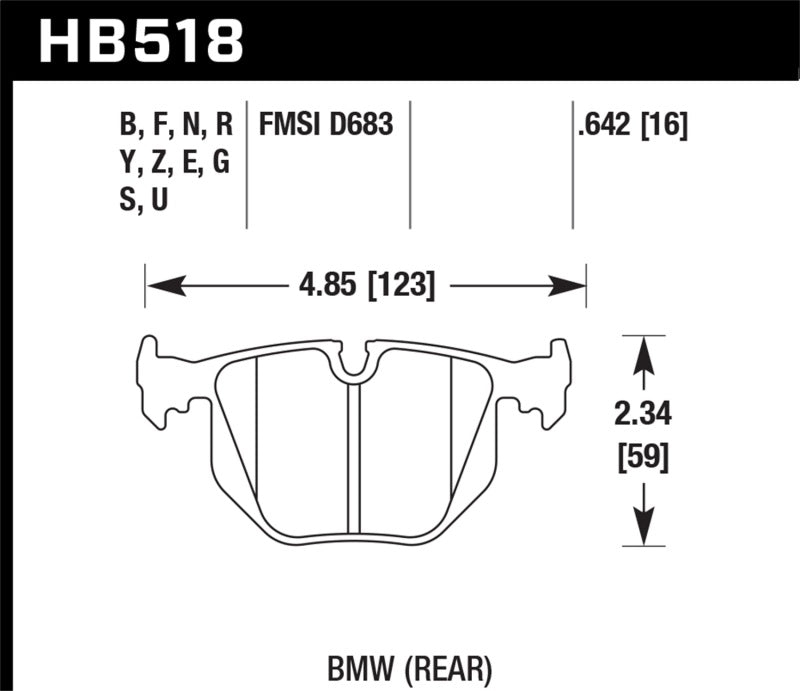 Hawk BMW 3/5/7Series/M3/M5/X3/X5/Z4/Z8 / Land Rover Range Rover DTC-60 Race Rear Brake Pads - Black Ops Auto Works