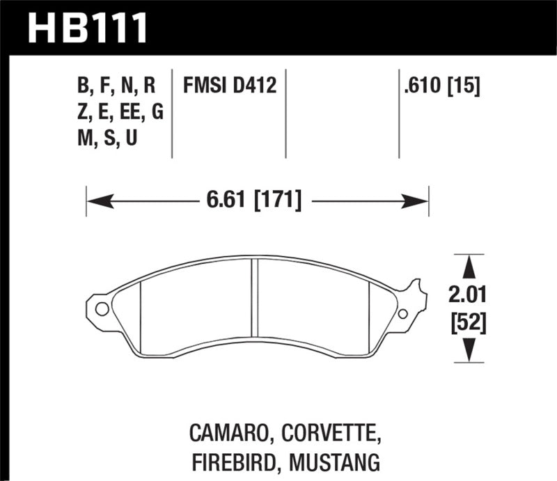 Hawk 94-04 Mustang Cobra / 88-96 Corvette / 88-92 Camaro w/HD Brakes Front Blue 9012 Race Brake Pads - Hawk Performance KHB11
