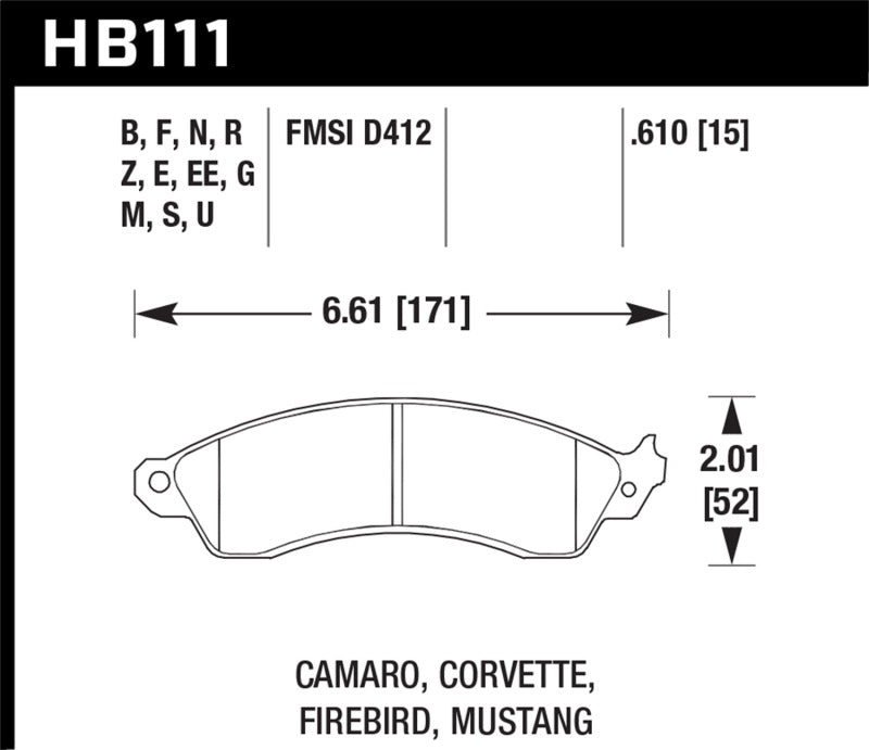 Hawk 94-04 Mustang Cobra / 88-95 Corvette 5.7L / 88-92 Camaro w/ Hvy Duty Brakes Front Performance C - Hawk Performance KHB11