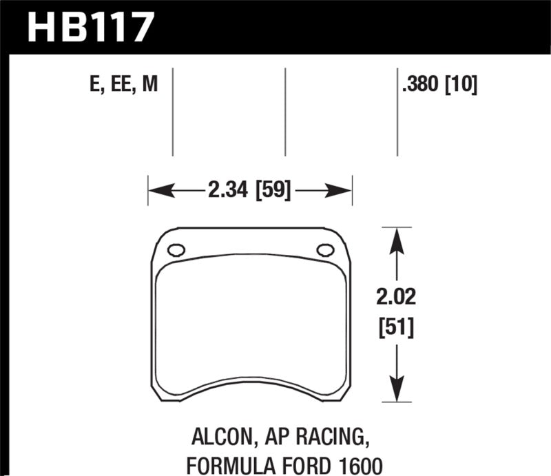 Hawk AP Racing CP3696 Blue 9012 Race Brake Pads - Hawk Performance KHB117E.380
