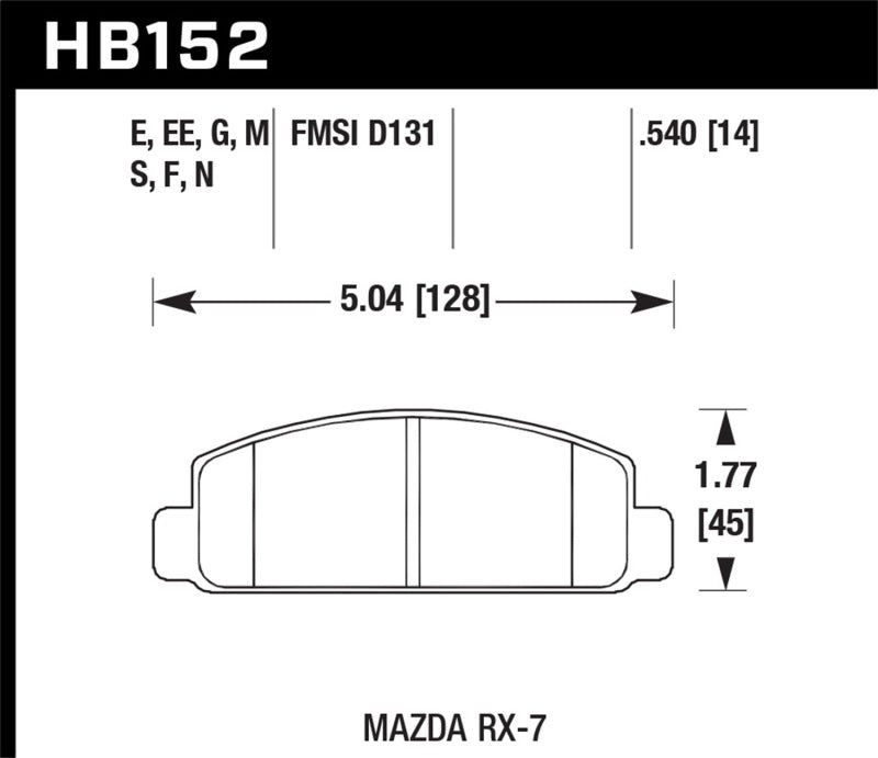 Hawk Mazda RX-7 HPS Street Front Brake Pads - Hawk Performance KHB152F.540
