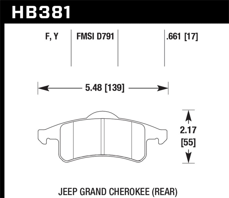 Hawk 99-04 Jeep Grand Cherokee LTS Street Rear Brake Pads - Hawk Performance KHB381Y.661