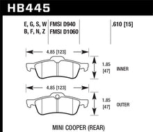 Load image into Gallery viewer, Hawk 02-06 Mini Cooper / Cooper S HP+ Street Rear Brake Pads - Hawk Performance KHB445N.610
