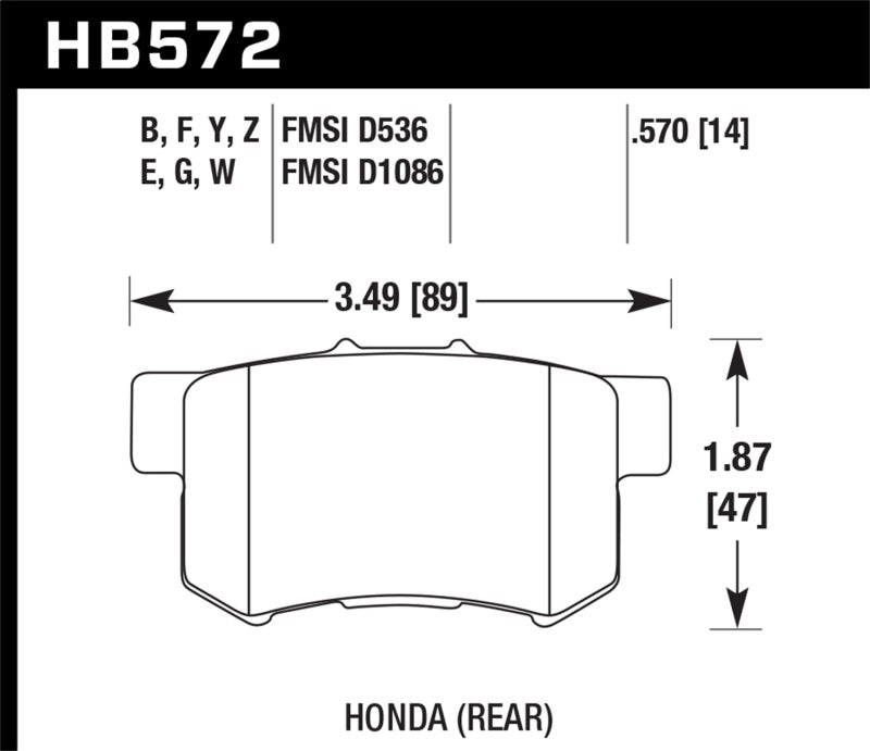 Hawk 2001-2003 Acura CL Type-S HPS 5.0 Rear Brake Pads - Hawk Performance KHB572B.570
