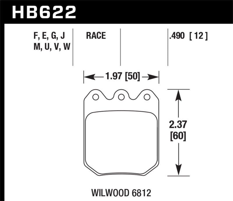 Hawk Wilwood DLS 6812 DTC-30 Brake Pads - Hawk Performance KHB622W.490