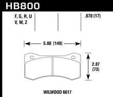 Load image into Gallery viewer, Hawk Willwood 6617 Caliper DTC-70 Race Brake Pads - Hawk Performance KHB800U.670