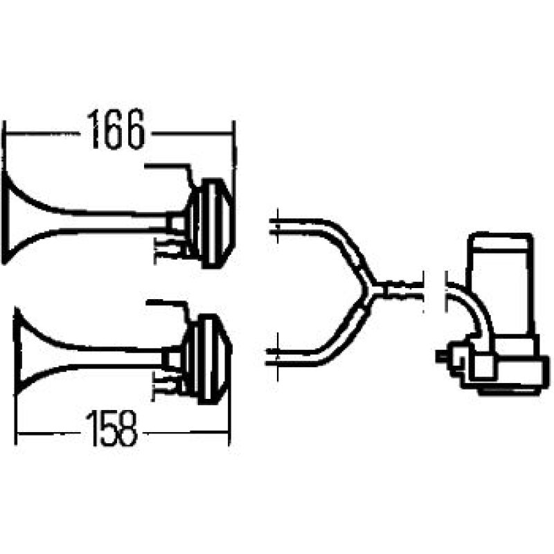 Hella Twin Trumpet Horn Kit 12V 240W 795-800Hz 118dB - Hella LA003001651