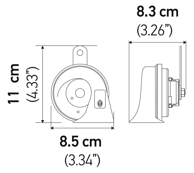 Hella Twin Trumpet Horn Kit 12V 400/500Hz (007424804 = 007424801) - Hella LA007424801