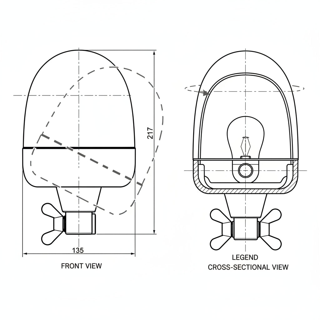 Hella Rota Compact 12V Amber Lens Beacon w/ Flexible Pole Mount - Hella LA009506001