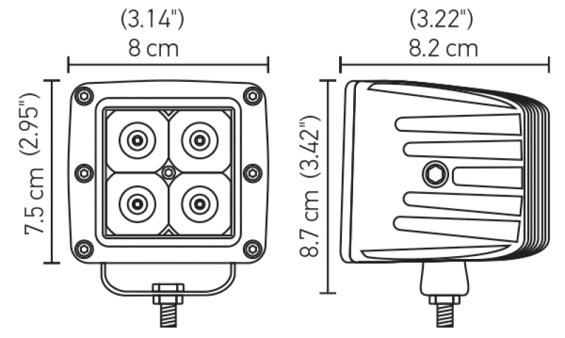 Hella HVF Cube 4 LED Off Road Kit - 3.1in 2X12W - Hella LA357204821