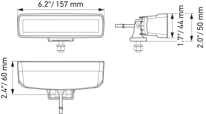 Hella Universal Black Magic 6 L.E.D. Mini Light Bar - Flood Beam - Hella LA358176201