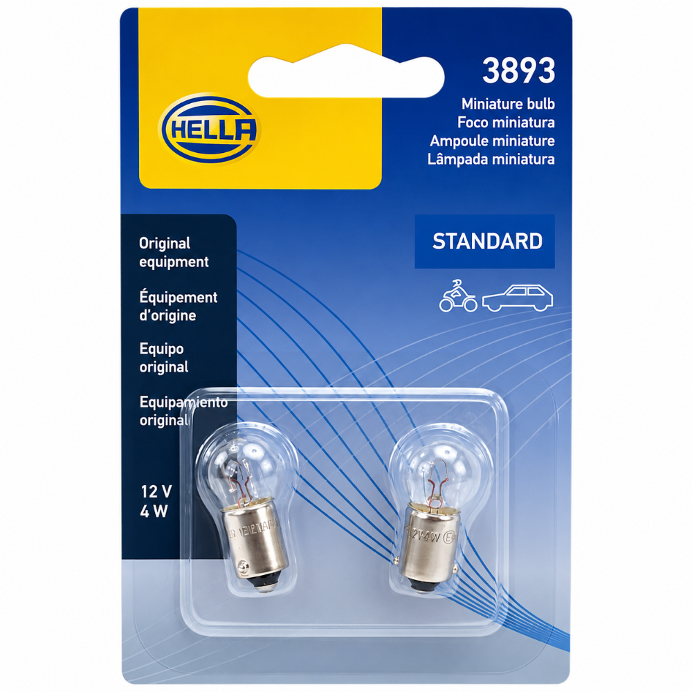 Hella 3893 Bulb 12V 4W BA9S T2.75 Pack of 2 - Hella LA3893TB