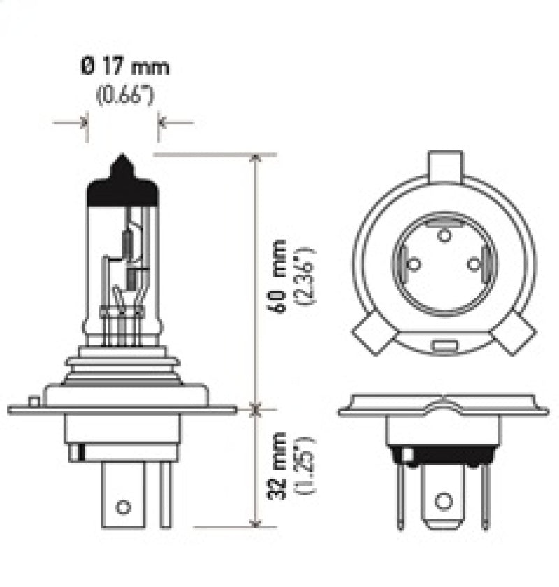 Hella H4 12V 130/90W Halogen Headlight Bulb - Universal - Hella LAH4 130/90W