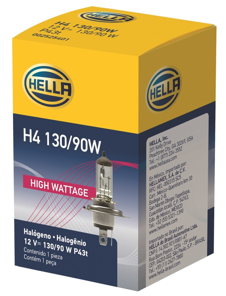 Hella H4 12V 130/90W Halogen Headlight Bulb - Universal - Hella LAH4 130/90W