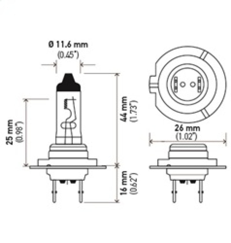 Hella H7 12V 55W PX26D HP 2.0 Halogen Bulbs - Hella LAH7 2.0TB