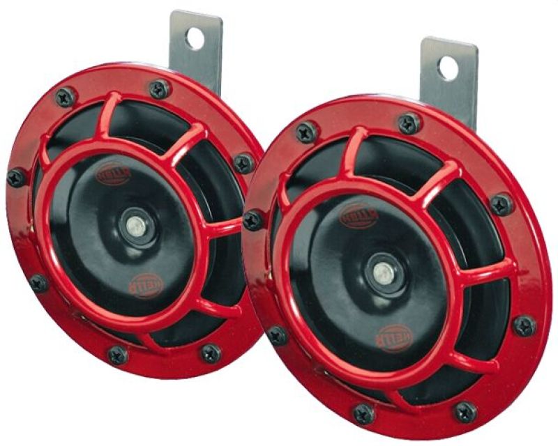 Hella Supertone Horn Kit 12V 300/500HZ Red (003399803 = 003399801) - Black Ops Auto Works