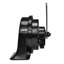 Load image into Gallery viewer, Side view of HELLA black Toyota vehicle horn with mounting bracket
