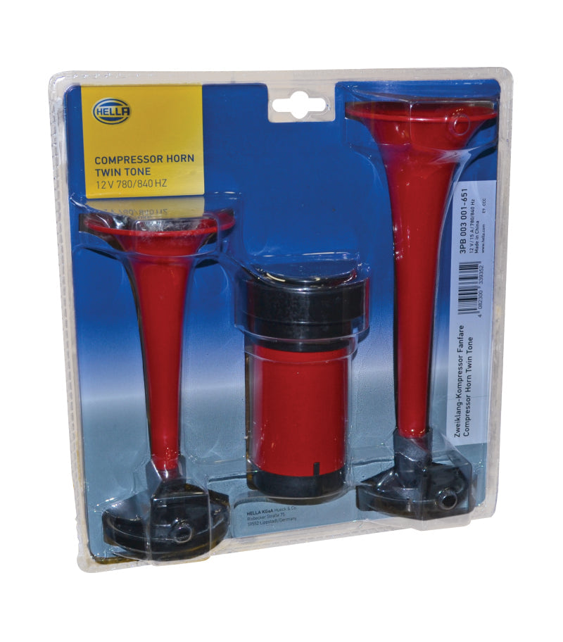 Hella Twin Trumpet Horn Kit 12V 240W 795-800Hz 118dB - Black Ops Auto Works